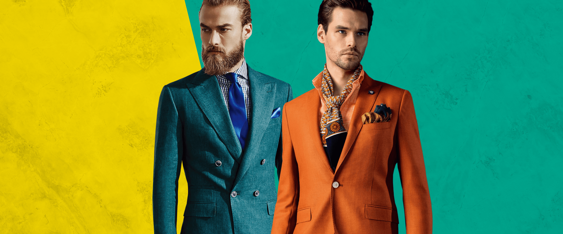 Germanicos bespoke tailor melbourne green and brown/orange suits